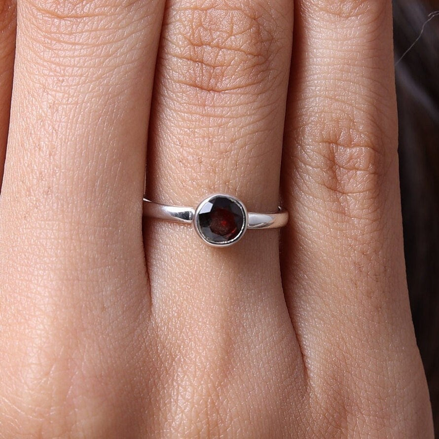 Garnet Sterling Silver Ring