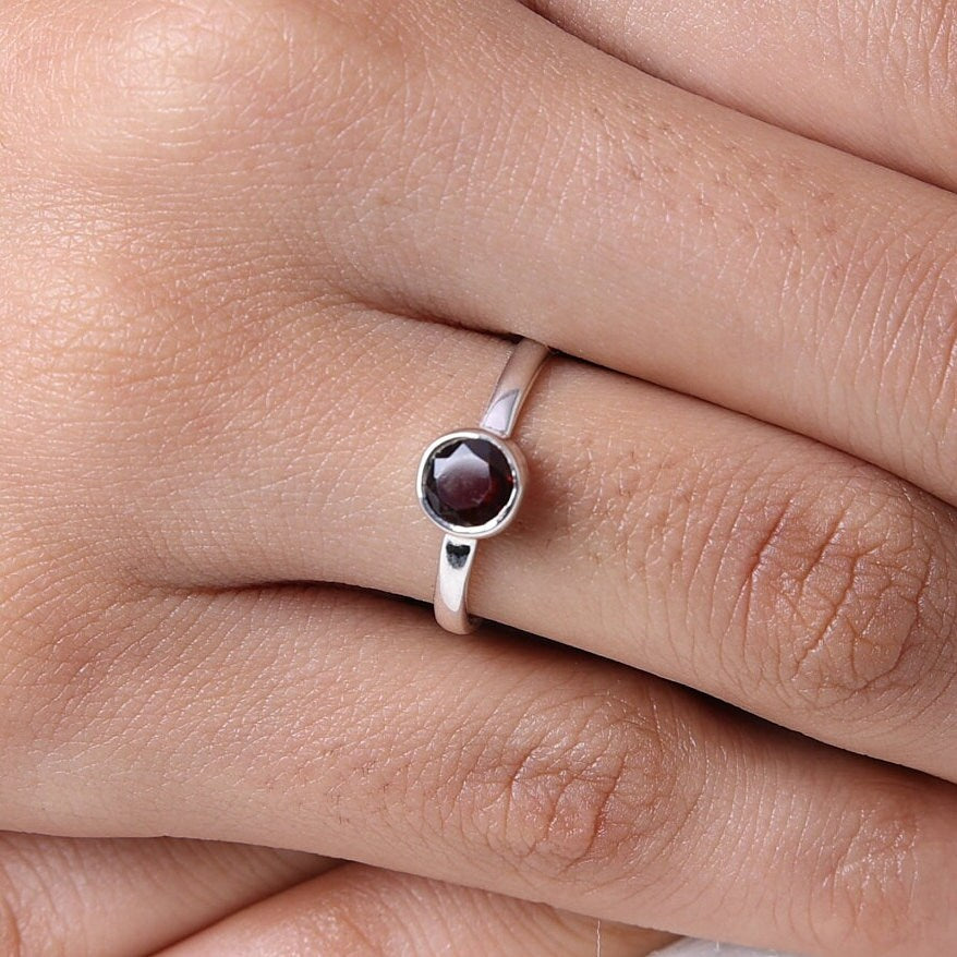 Garnet Sterling Silver Ring