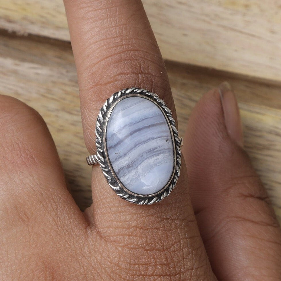 Blue Lace Agate Sterling Silver Ring