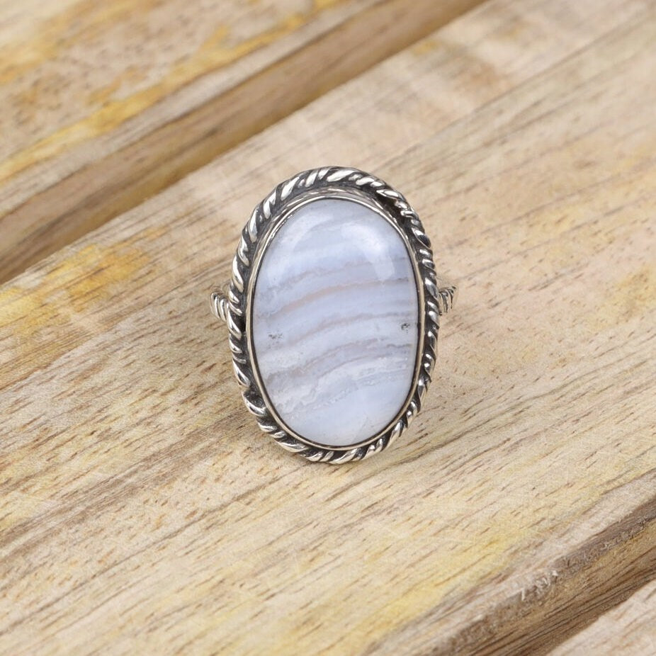 Blue Lace Agate Sterling Silver Ring