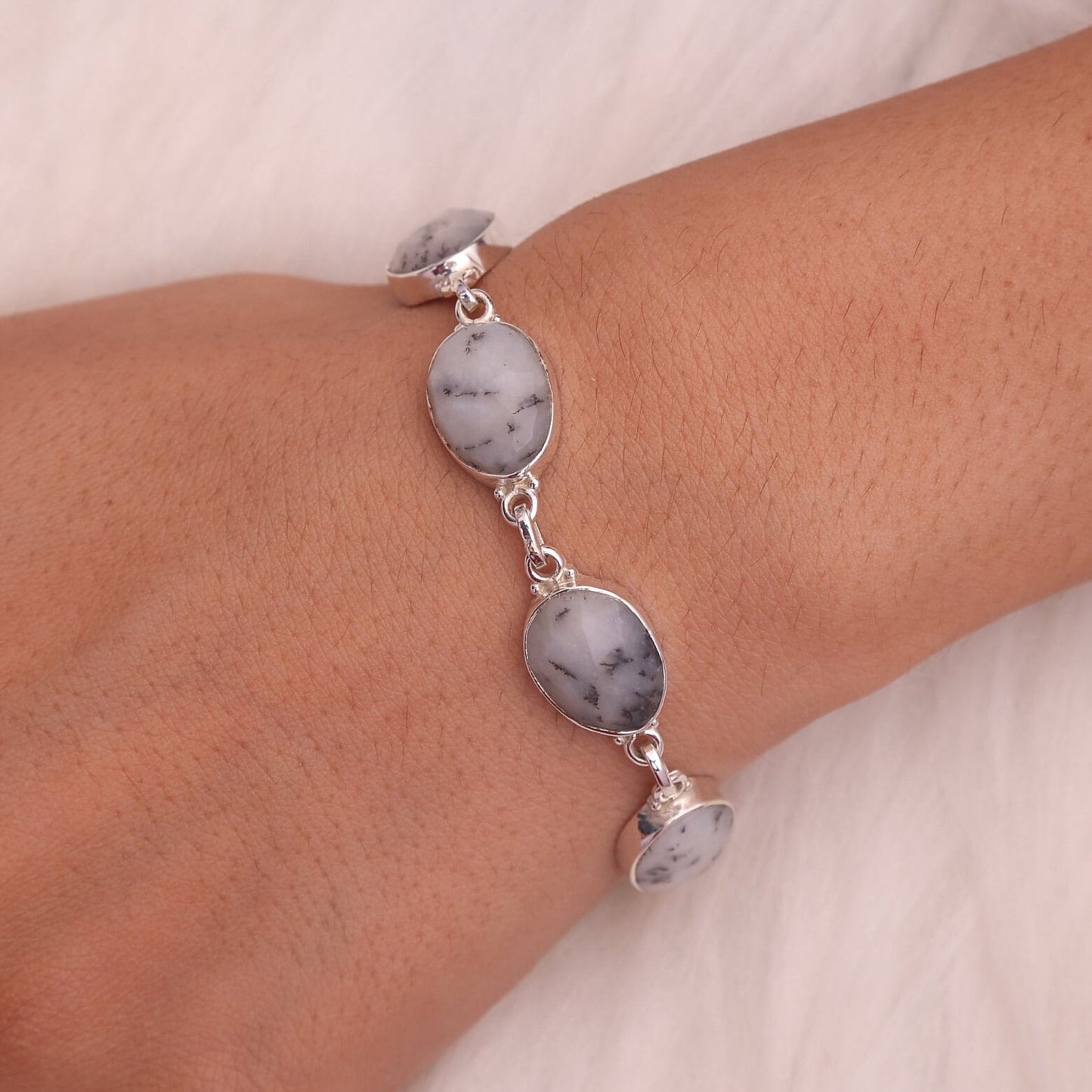 Dendrite Opal Sterling Silver Bracelet