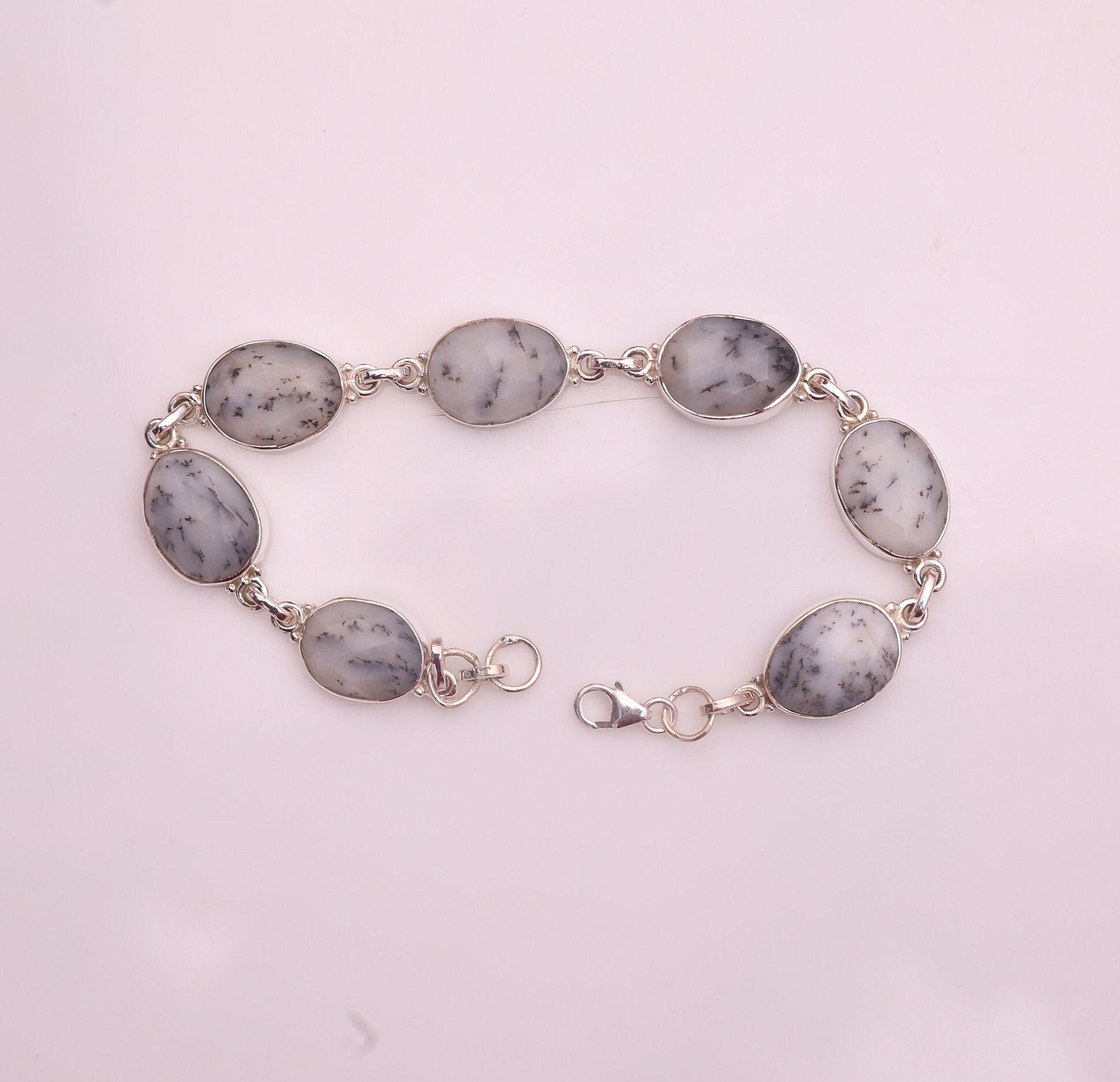 Dendrite Opal Sterling Silver Bracelet