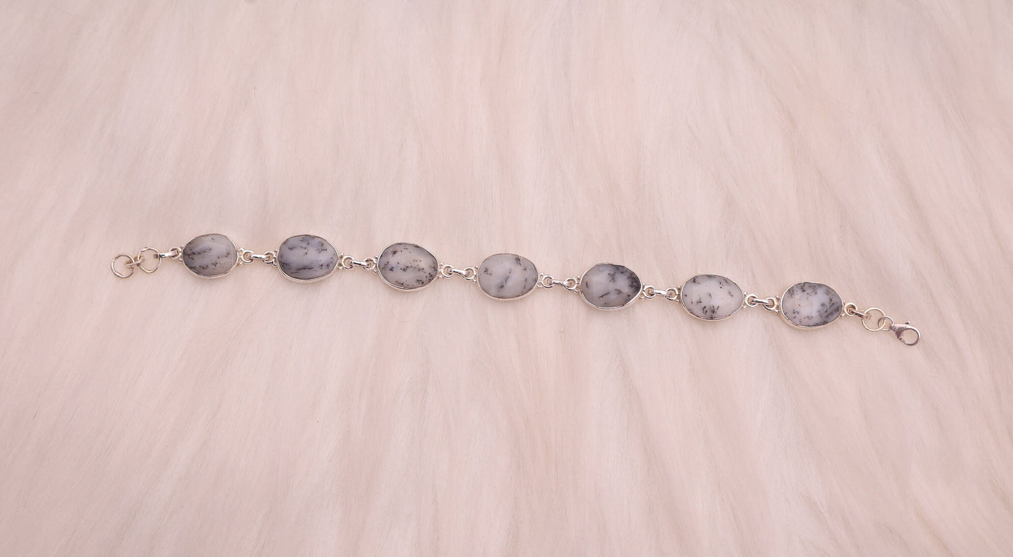 Dendrite Opal Sterling Silver Bracelet