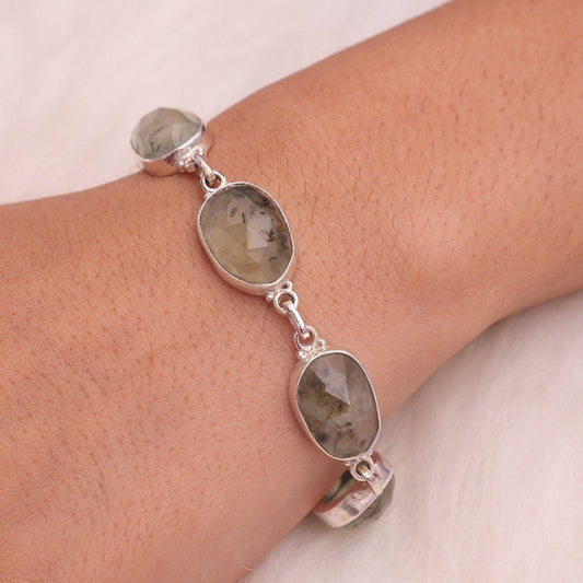 Prehnite Sterling Silver Bracelet