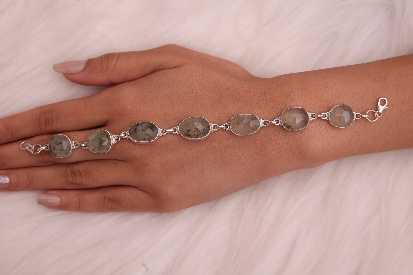 Prehnite Sterling Silver Bracelet