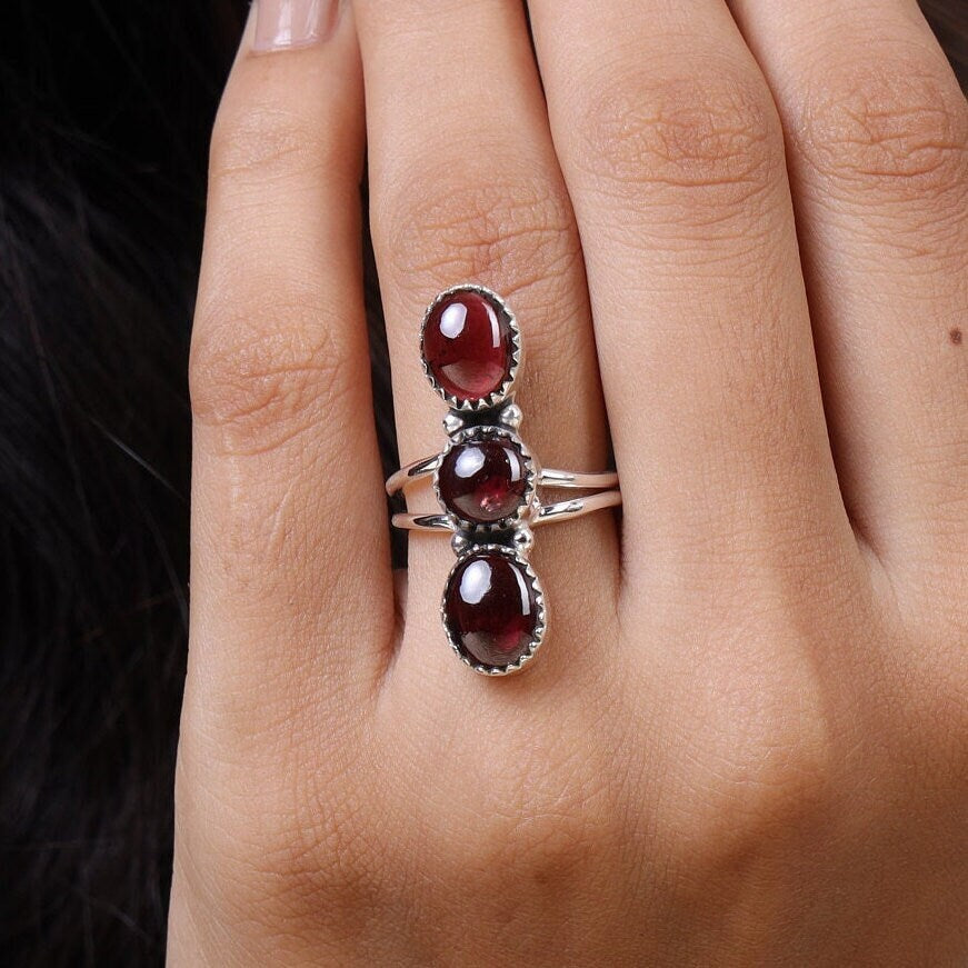 Garnet Sterling Silver Ring