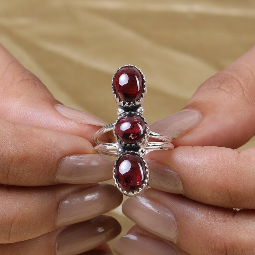 Garnet Sterling Silver Ring