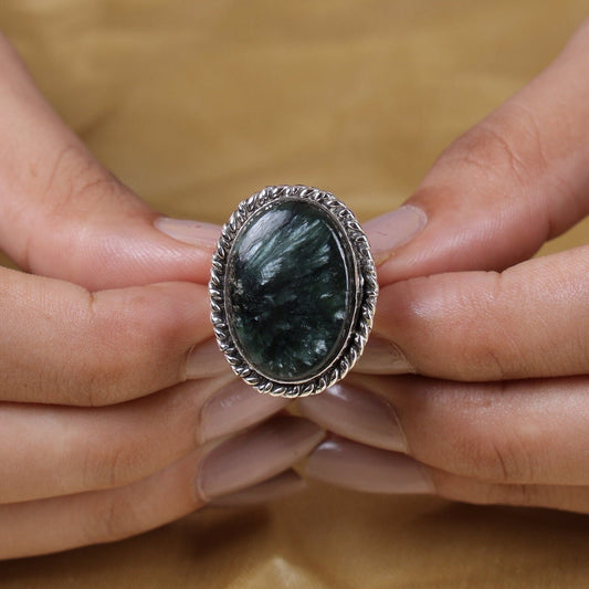 Seraphinite Sterling Silver Ring