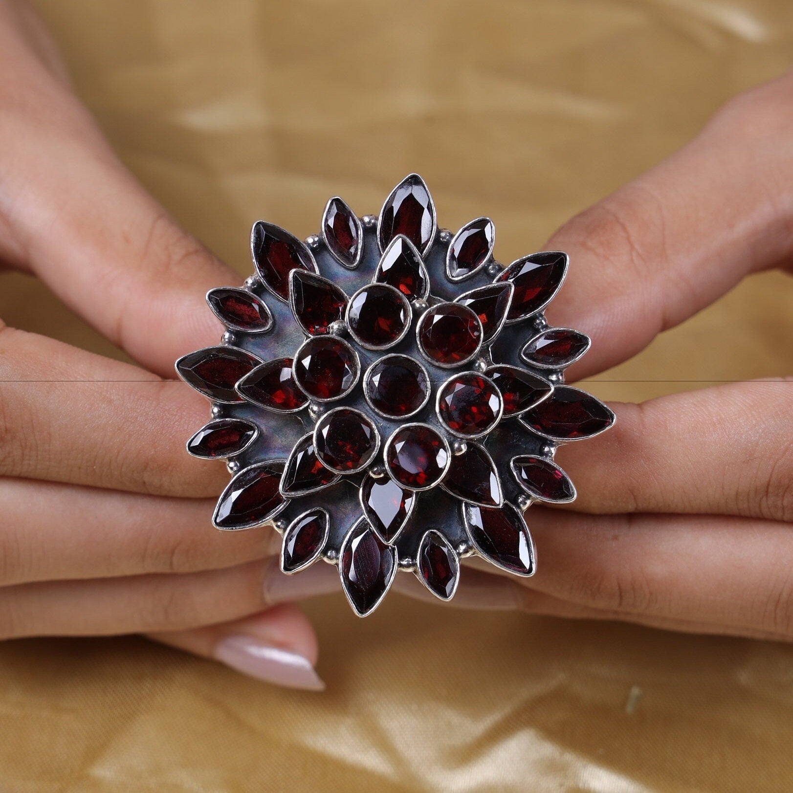 Garnet Sterling Silver Ring