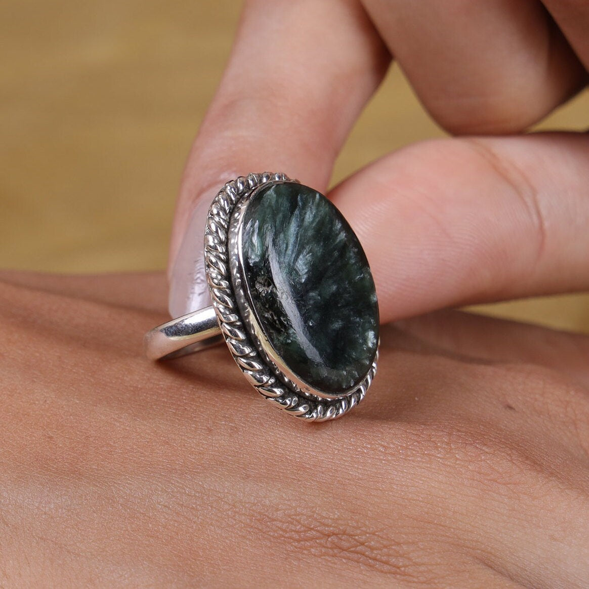 Seraphinite Sterling Silver Ring