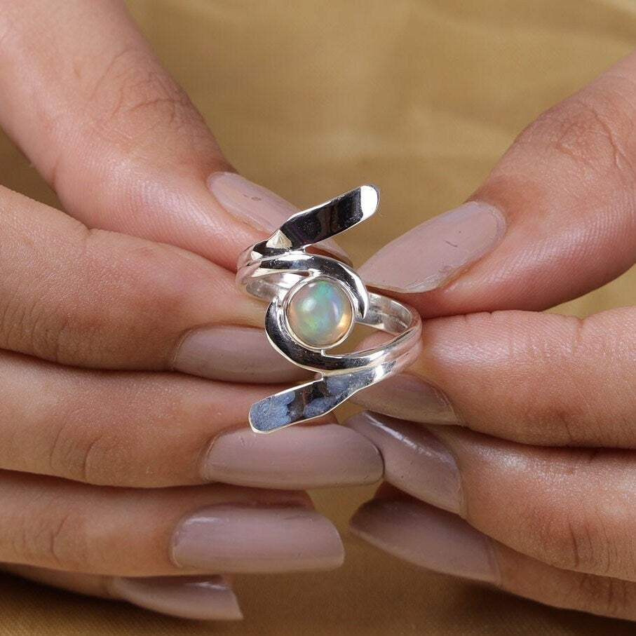 Ethiopian Opal Sterling Silver Ring