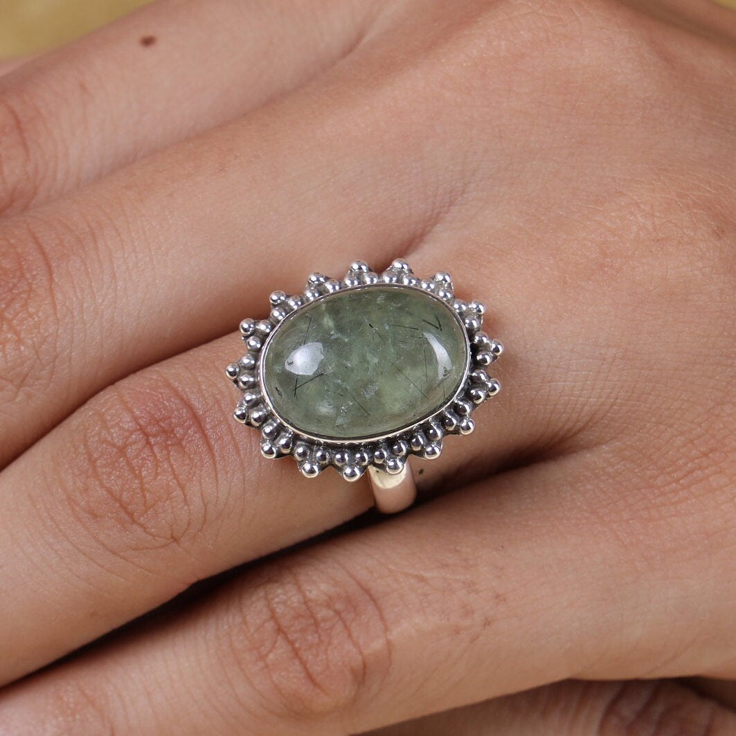 Prehnite Sterling Silver Ring