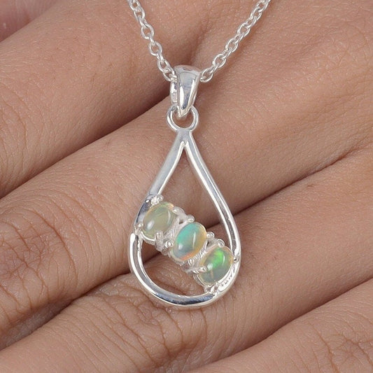 Ethiopian Opal Sterling Silver Pendant