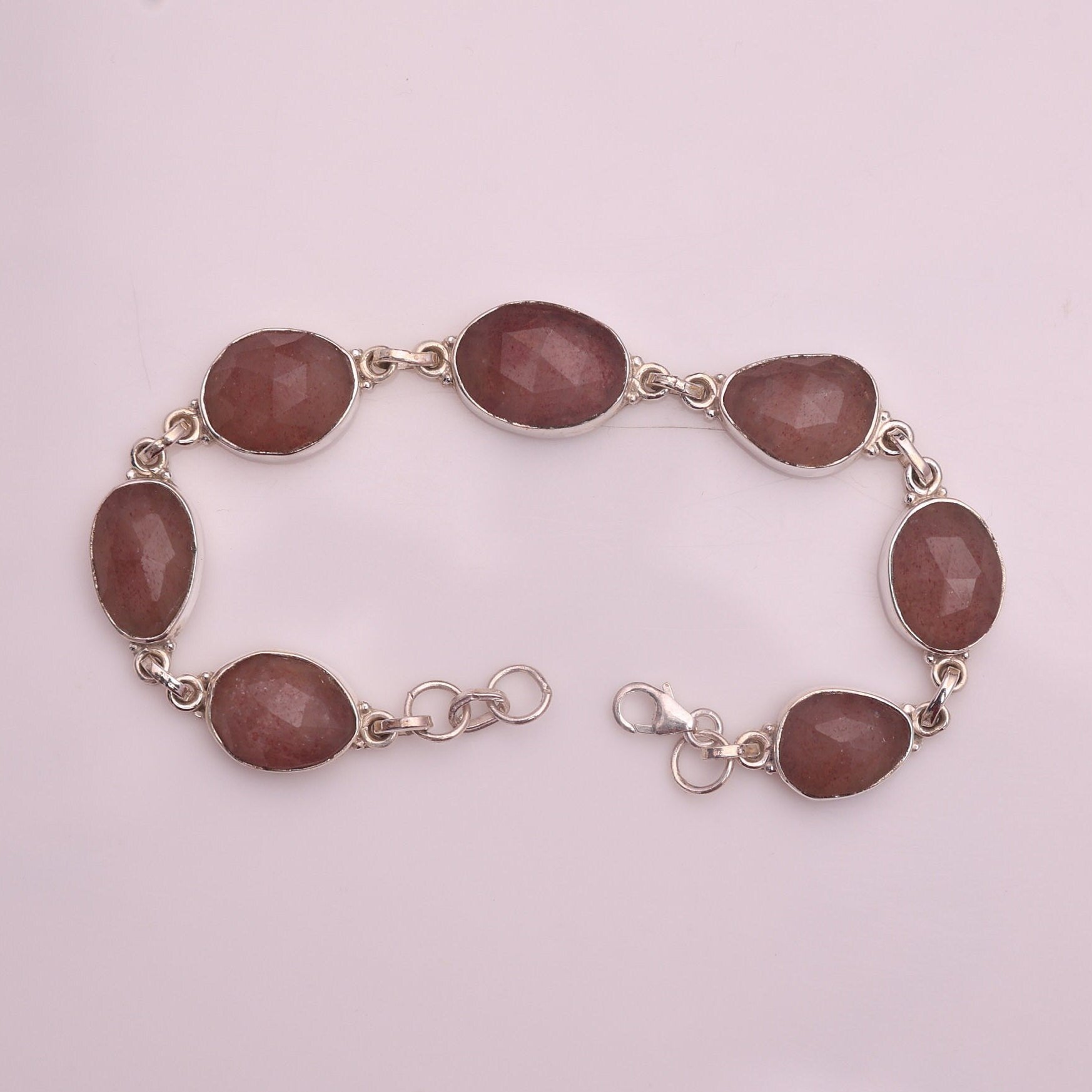 Cherry Quartz Sterling Silver Bracelet