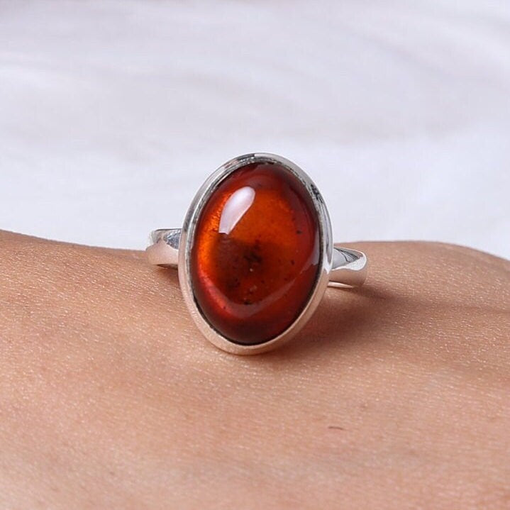 Amber 925 Sterling Silver Ring