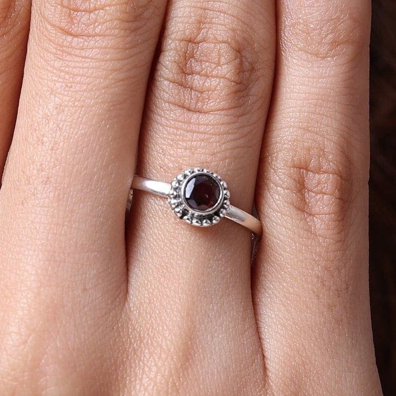 Garnet Sterling Silver Ring