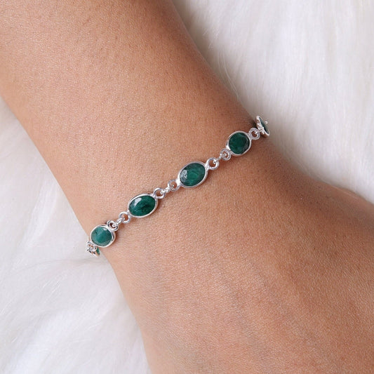 Emerald Sterling Silver Bracelet