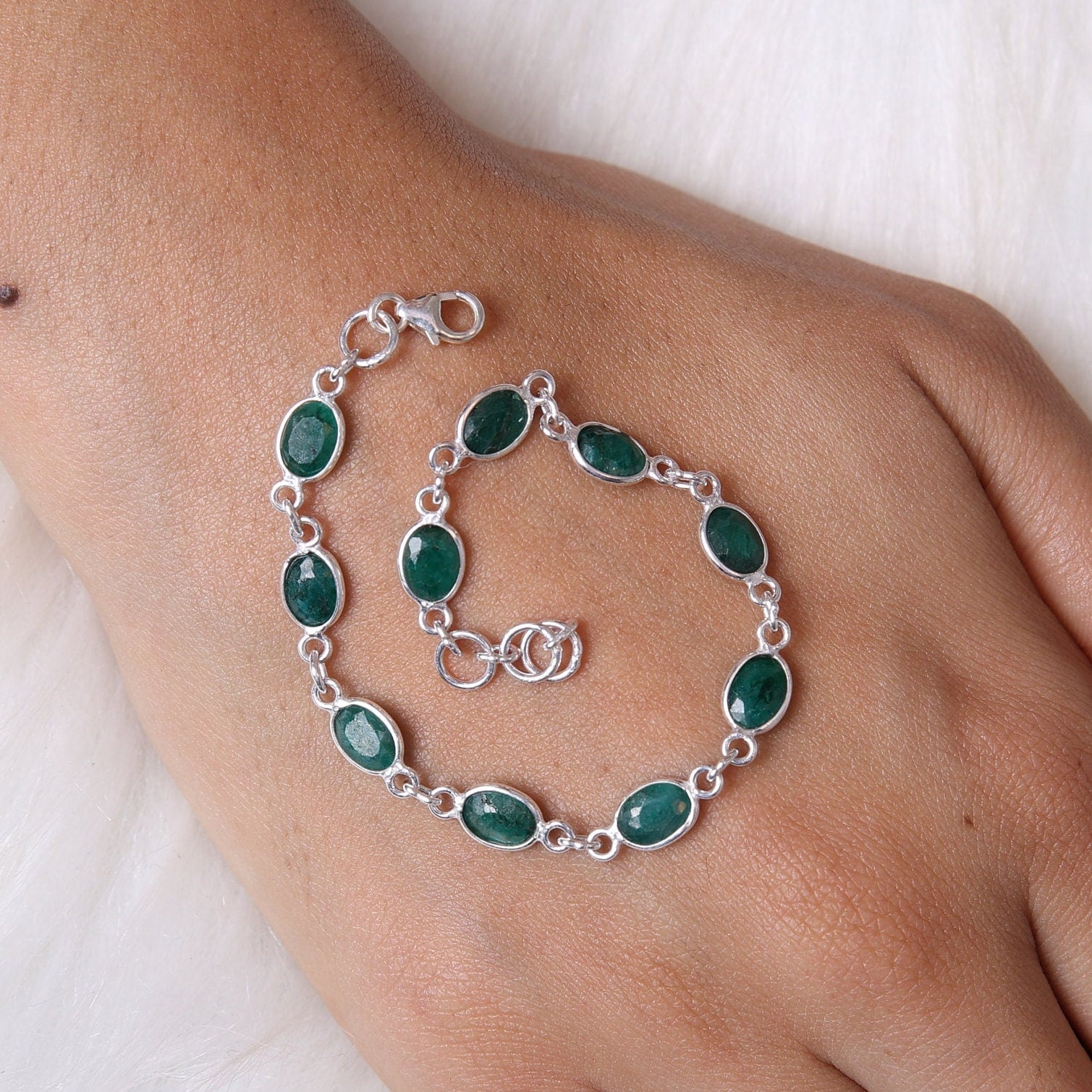 Emerald Sterling Silver Bracelet