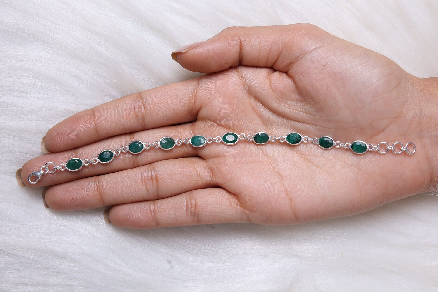 Emerald Sterling Silver Bracelet