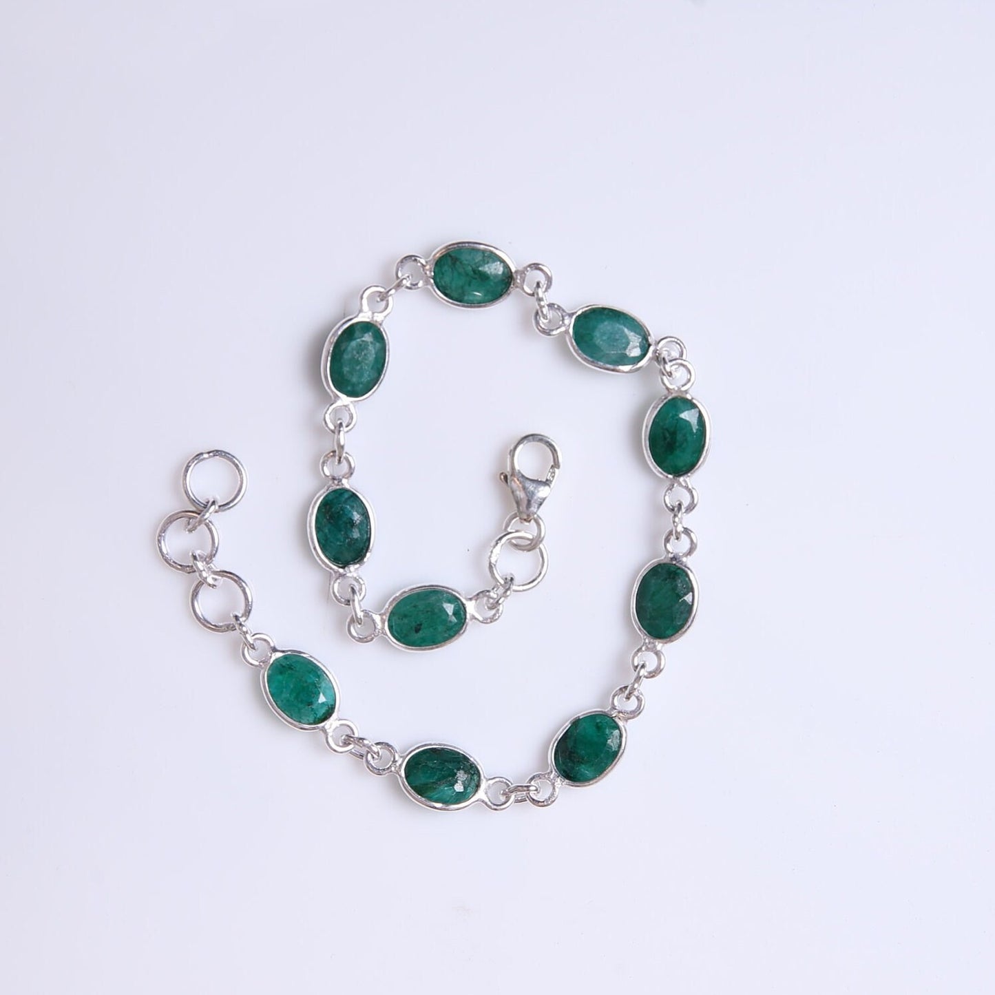 Emerald Sterling Silver Bracelet