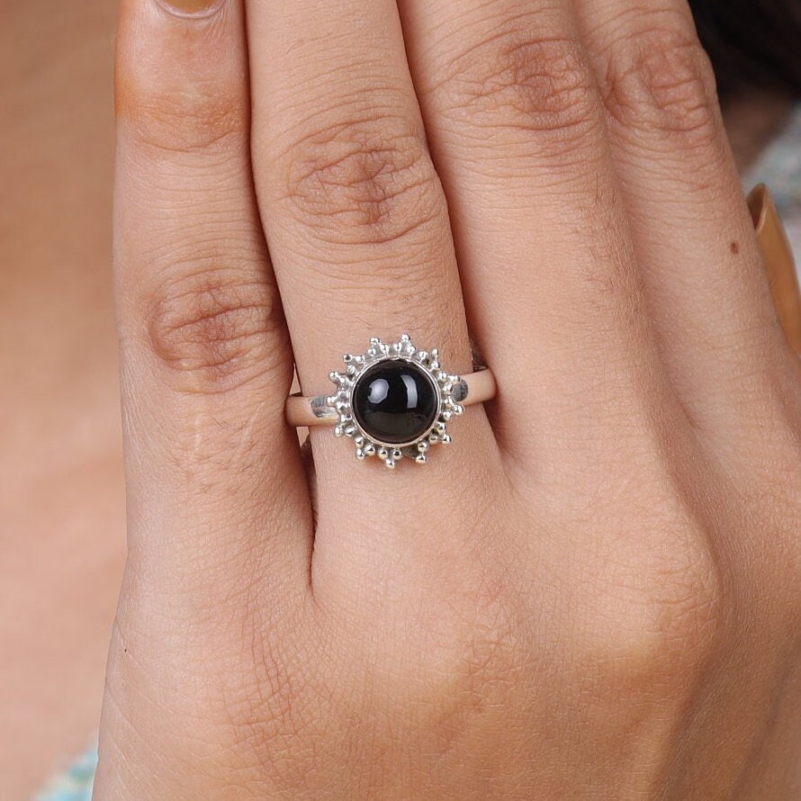 Black Onyx Ring Sterling Silver Ring