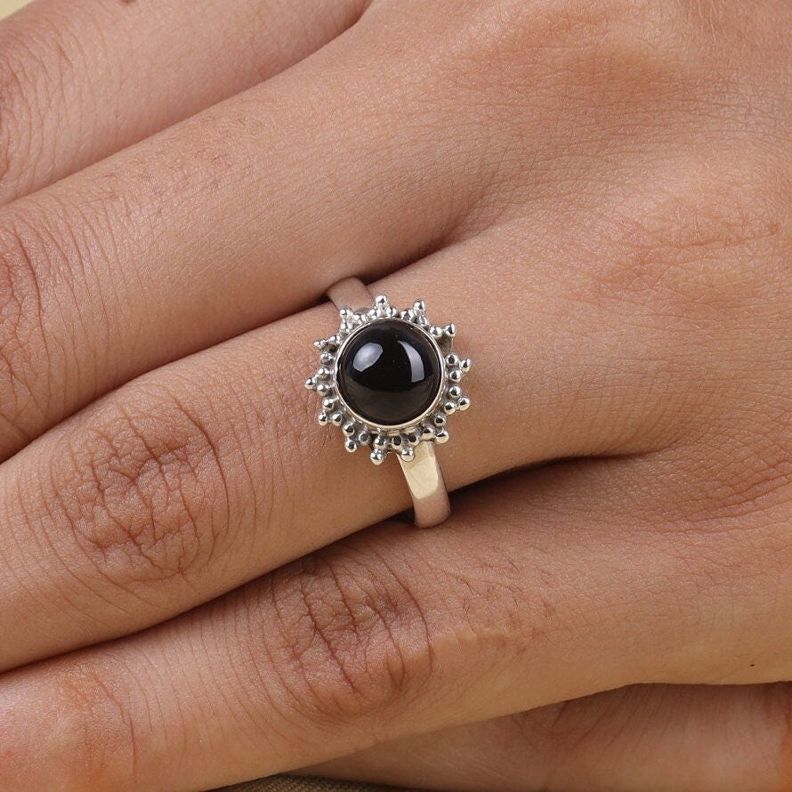 Black Onyx Ring Sterling Silver Ring