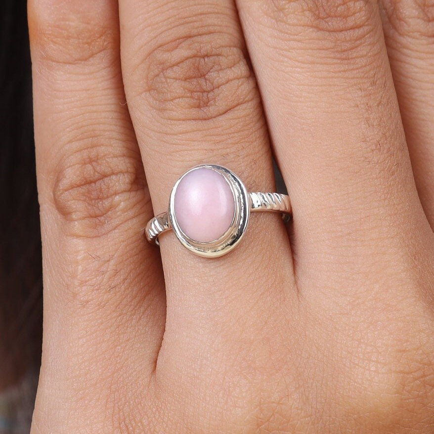 Pink Opal Sterling Silver Ring