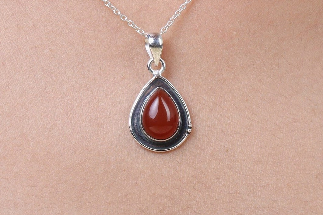 Carnelian Sterling Silver Pendant