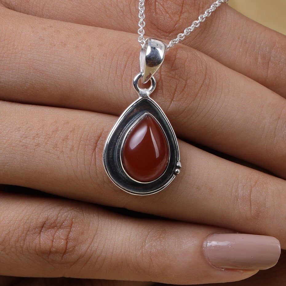 Carnelian Sterling Silver Pendant