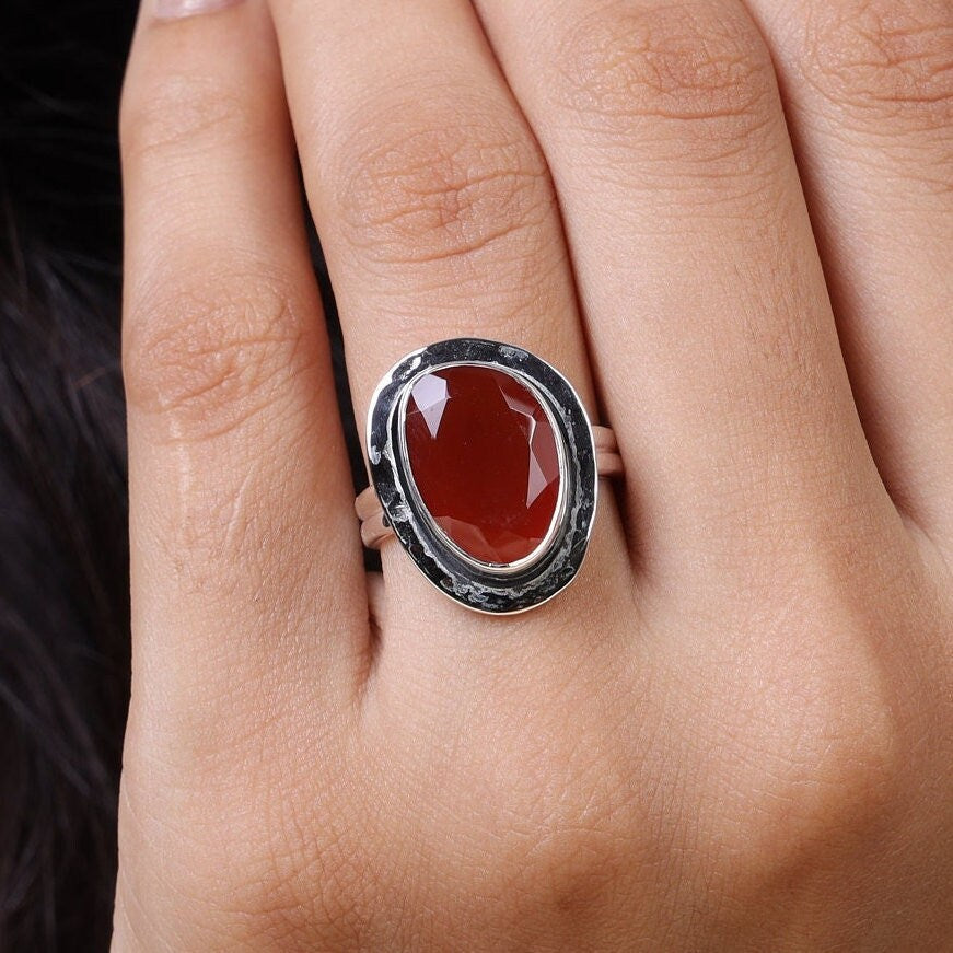 Carnelian 925 Sterling Silver Ring