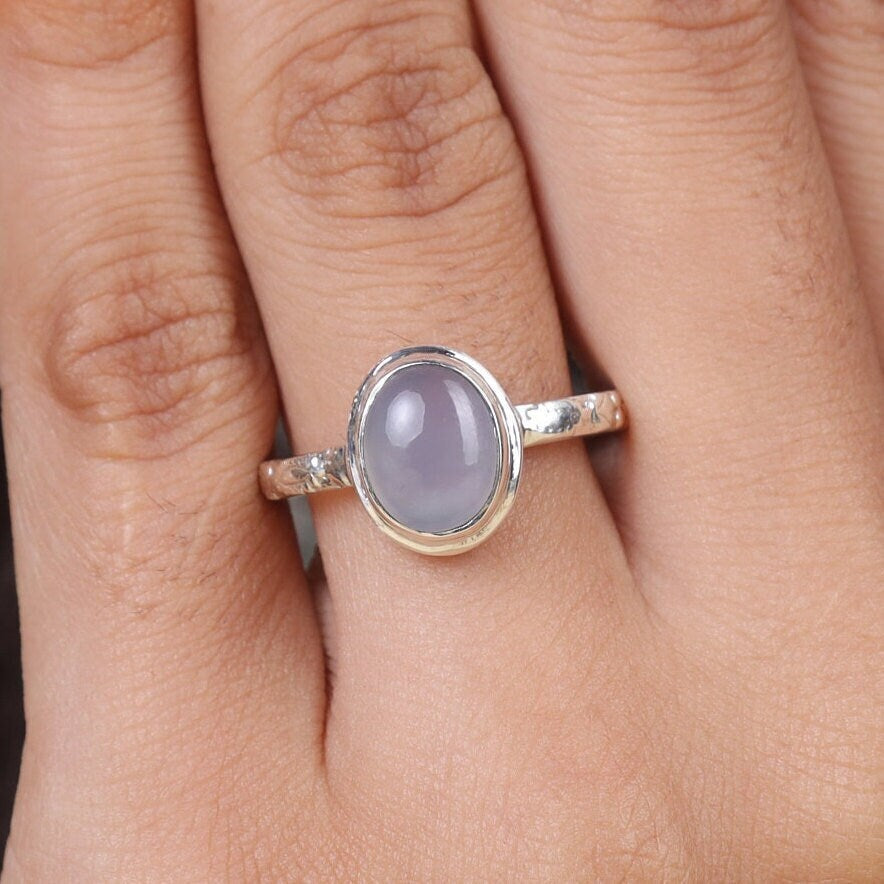 Aqua Chalcedony Sterling Silver Ring