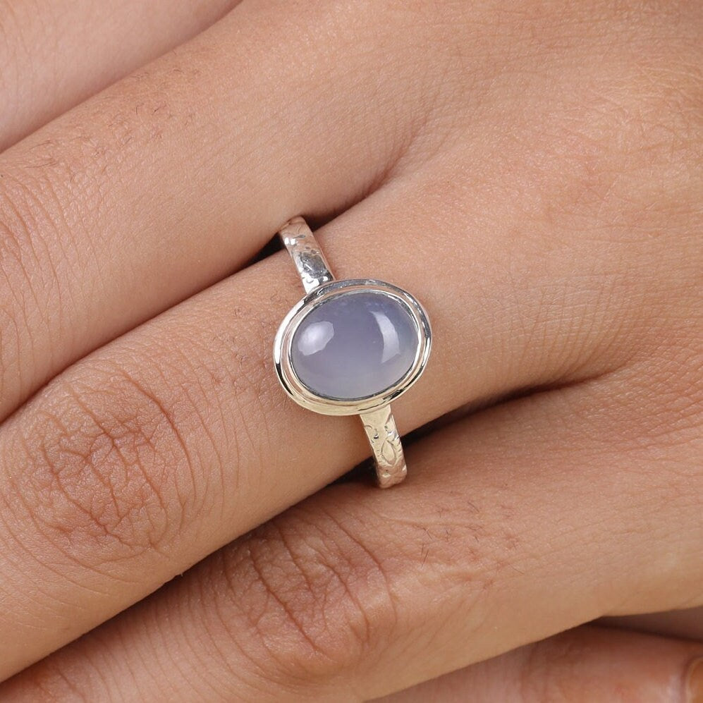 Aqua Chalcedony Sterling Silver Ring