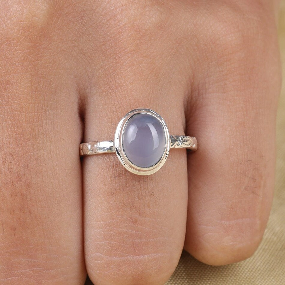 Aqua Chalcedony Sterling Silver Ring