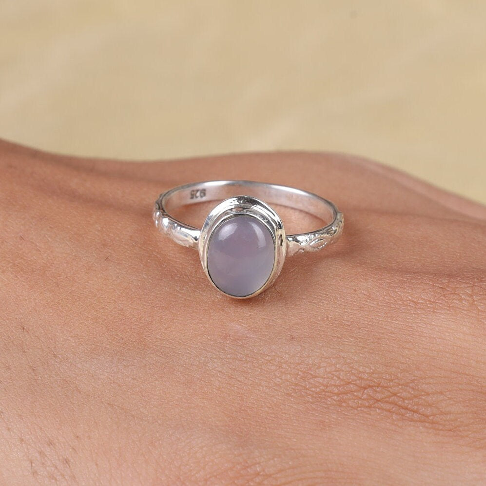 Aqua Chalcedony Sterling Silver Ring