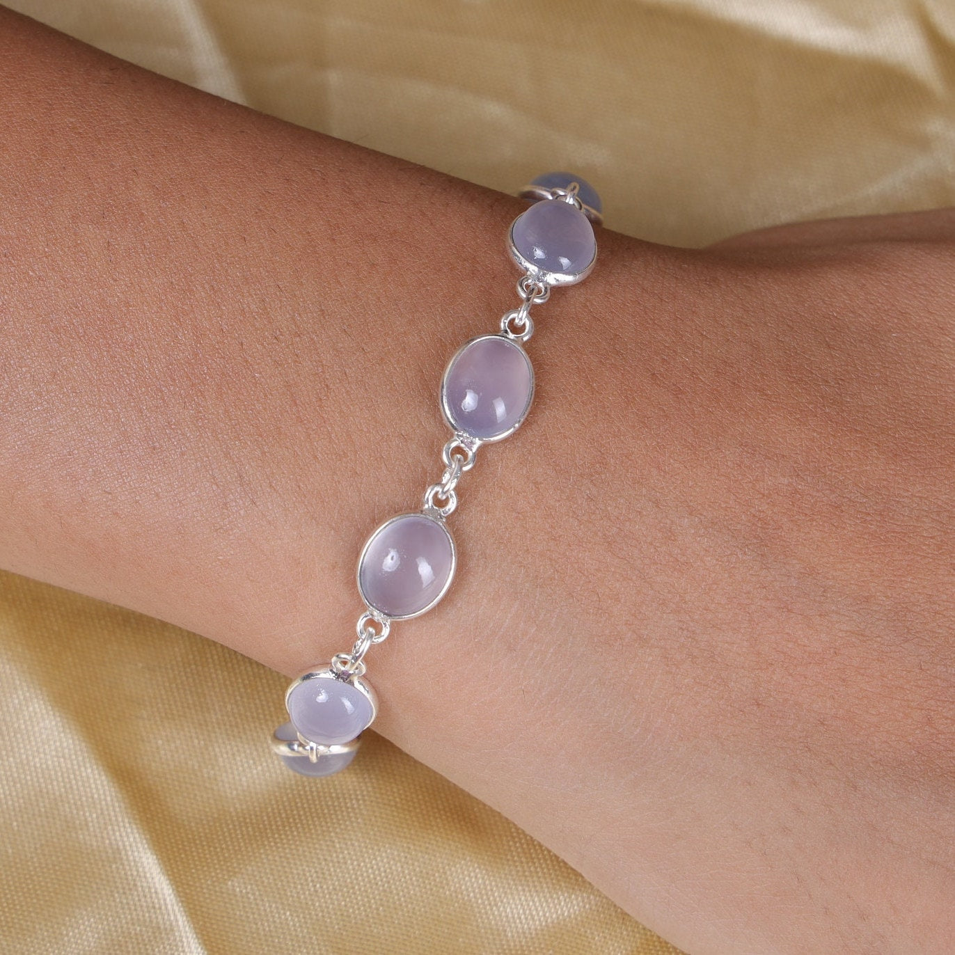 Chalcedony Sterling Silver Bracelet