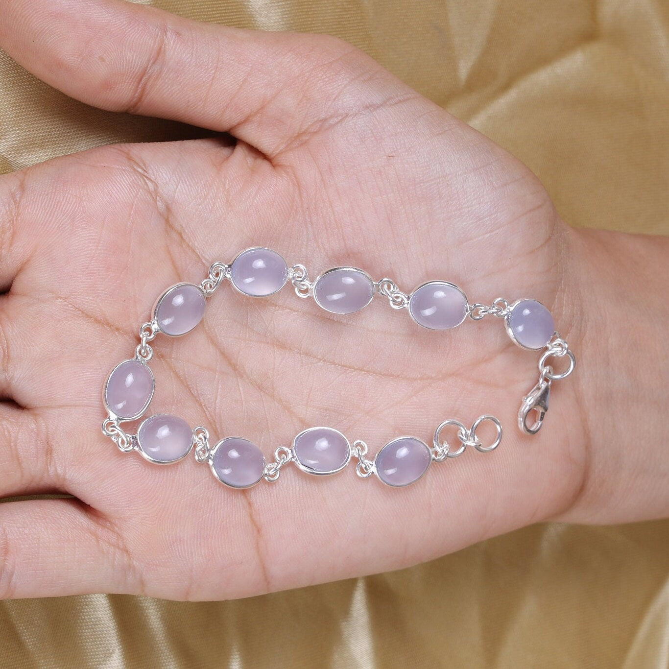 Chalcedony Sterling Silver Bracelet