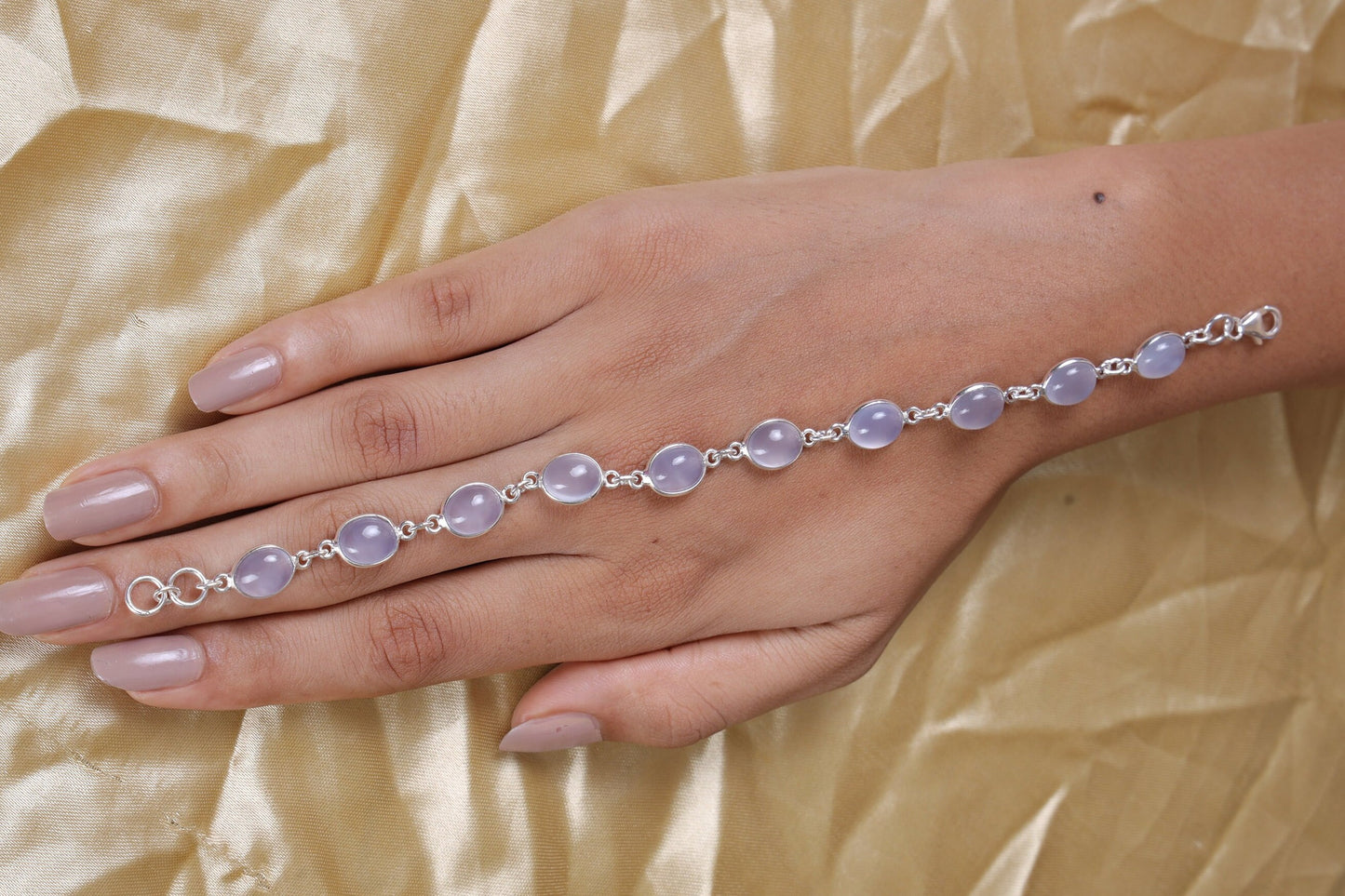 Chalcedony Sterling Silver Bracelet