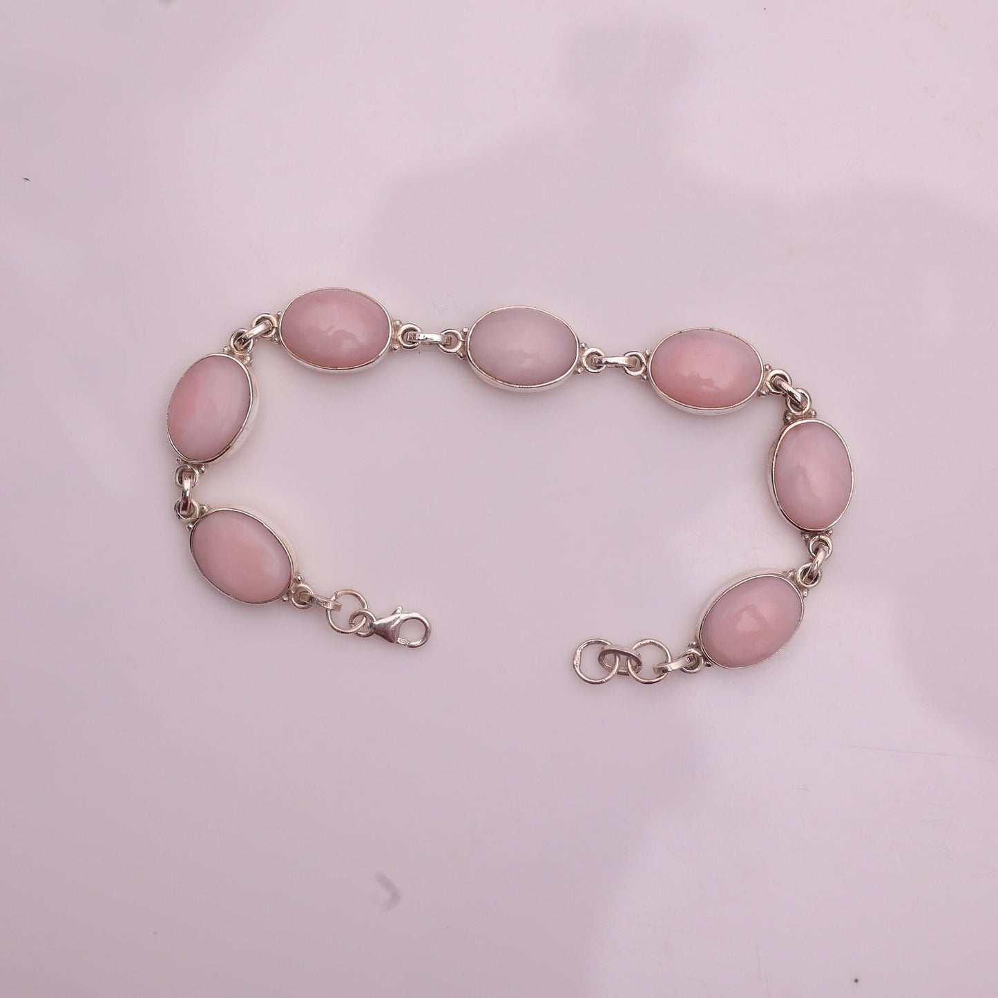 Pink Opal Sterling Silver Bracelet