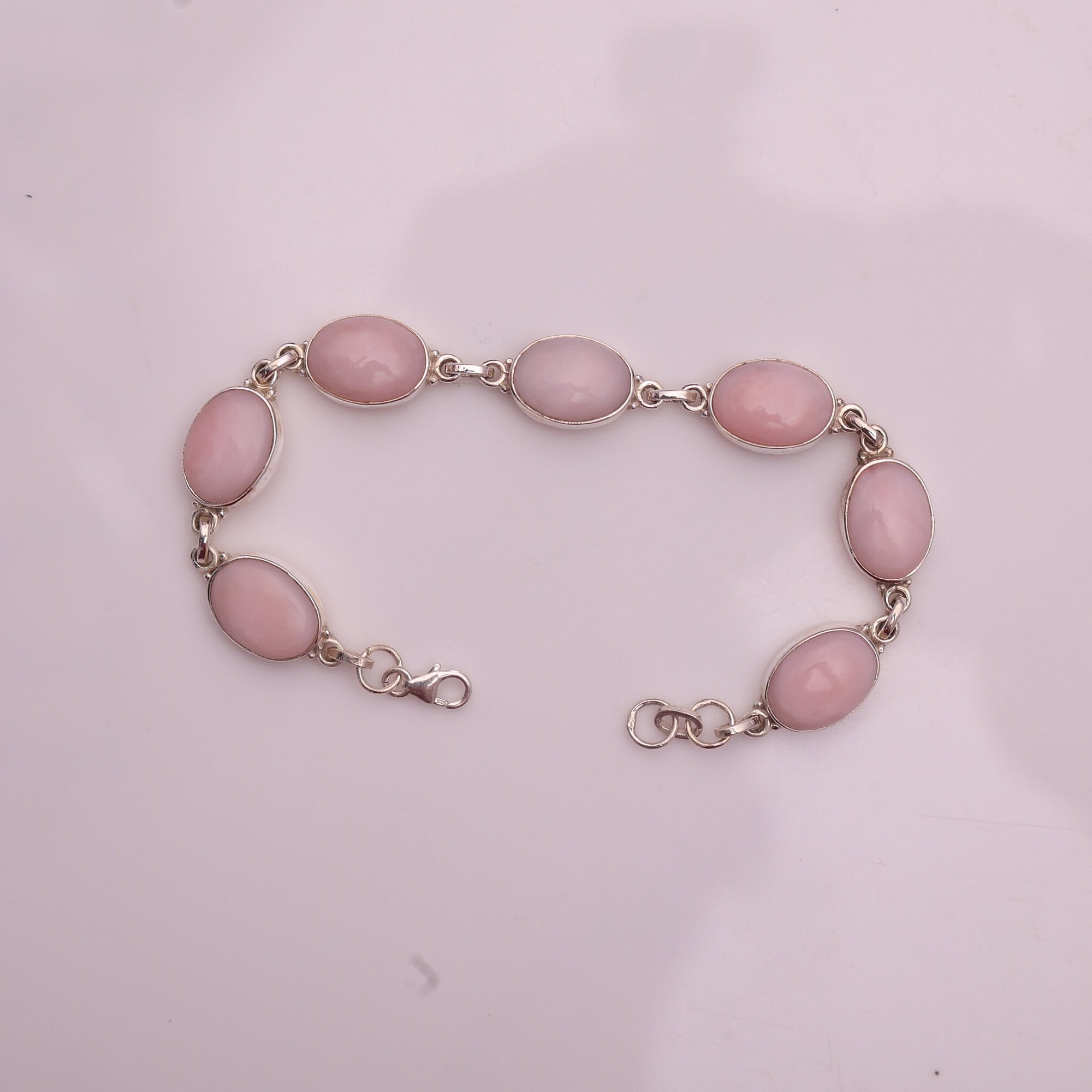 Pink Opal Sterling Silver Bracelet