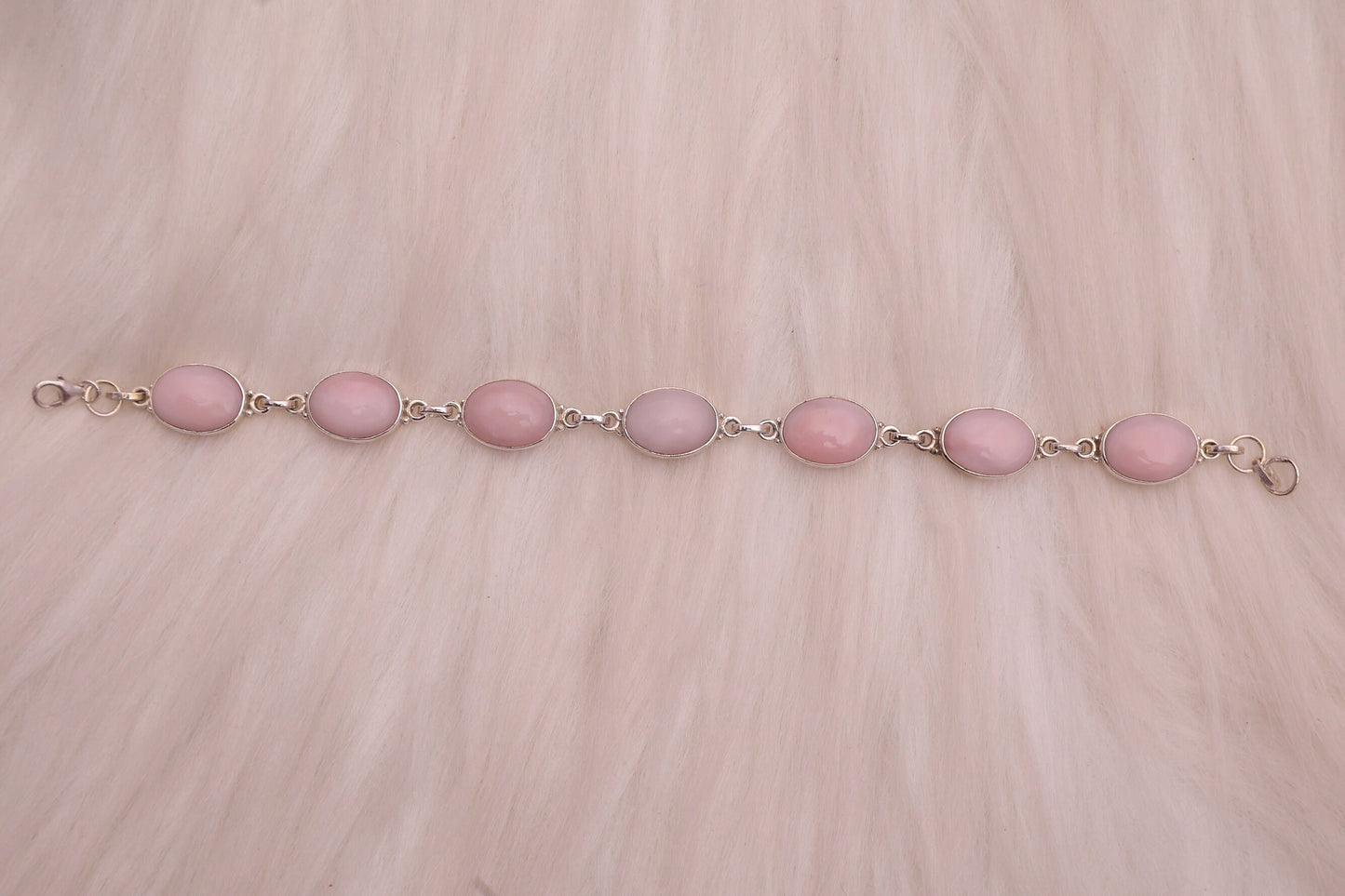 Pink Opal Sterling Silver Bracelet