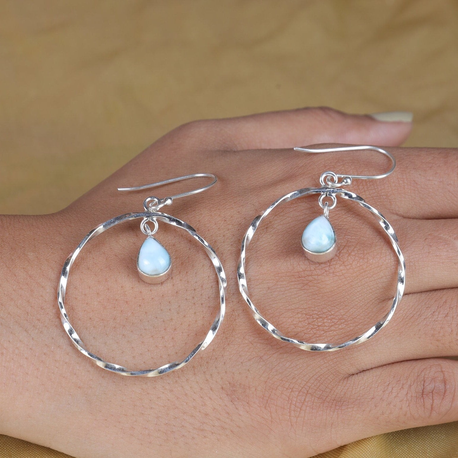 Dominican Larimar Sterling Silver Earrings