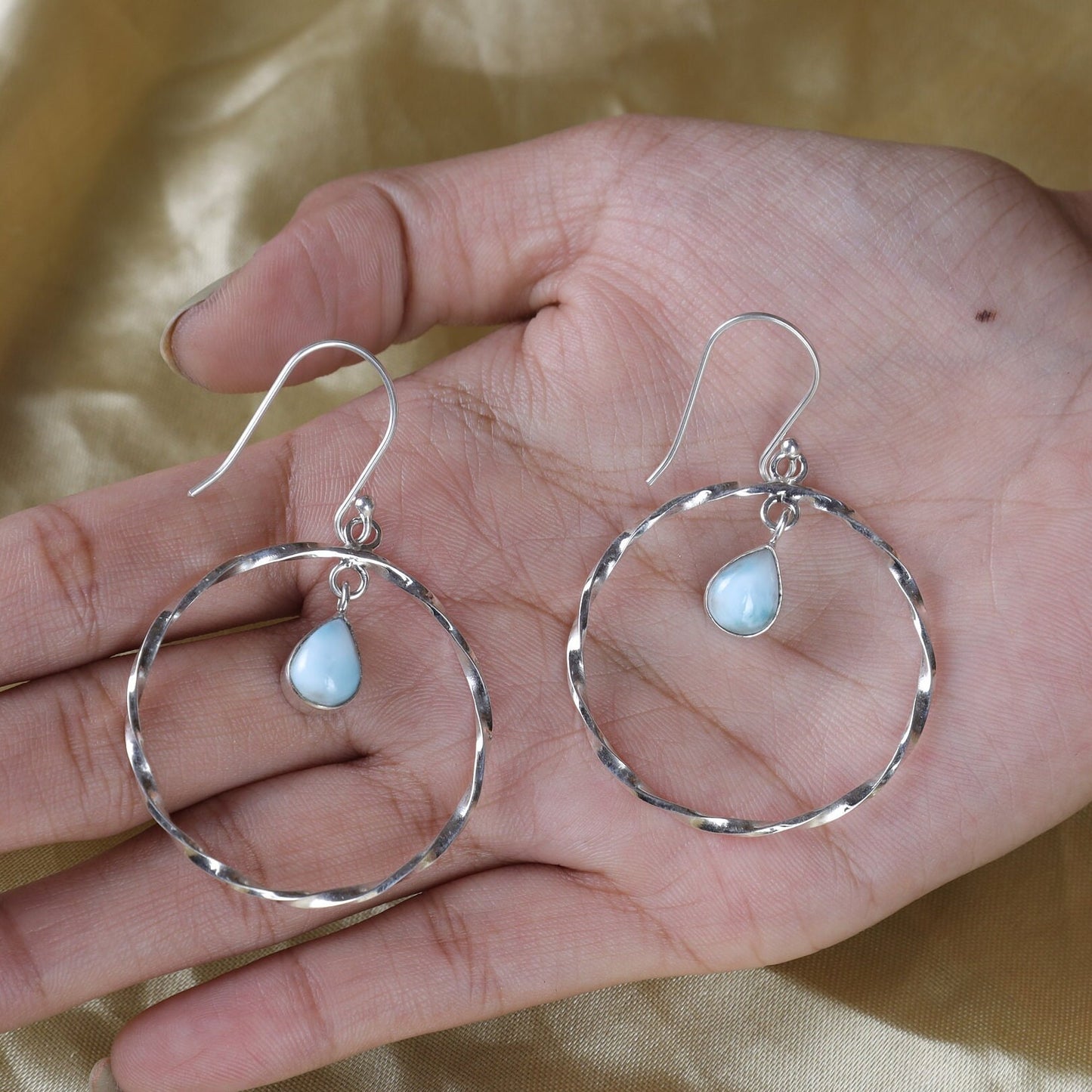 Dominican Larimar Sterling Silver Earrings