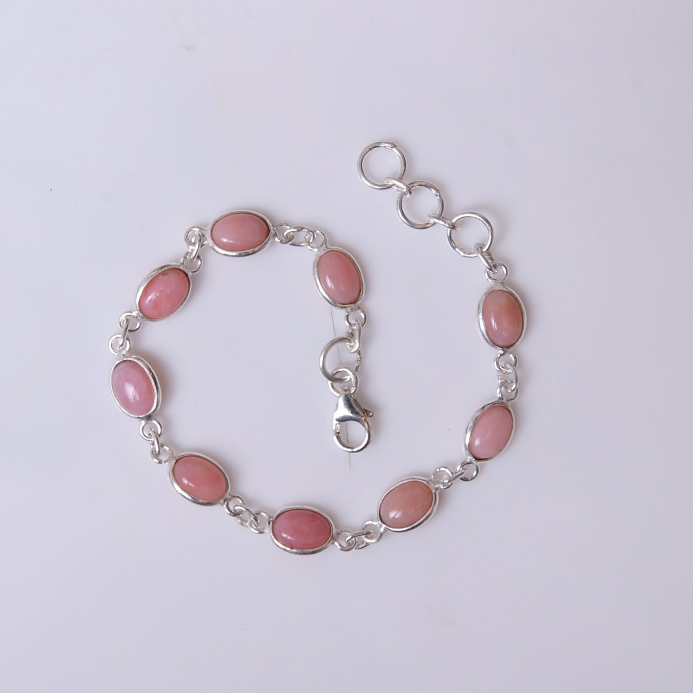 Pink Opal Sterling Silver Bracelet