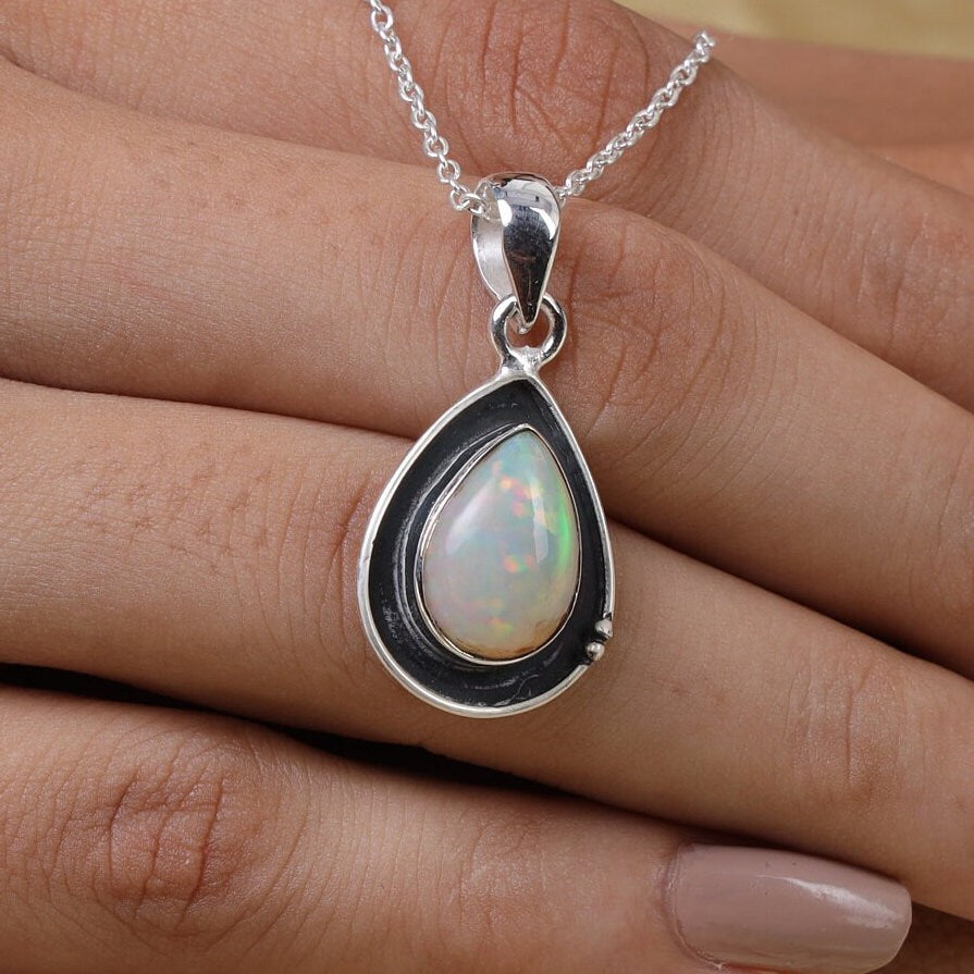 Ethiopian Opal Sterling Silver Pendant