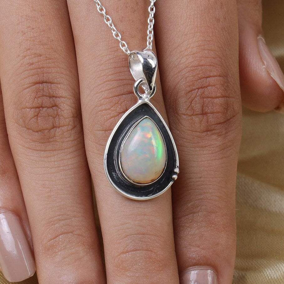 Ethiopian Opal Sterling Silver Pendant