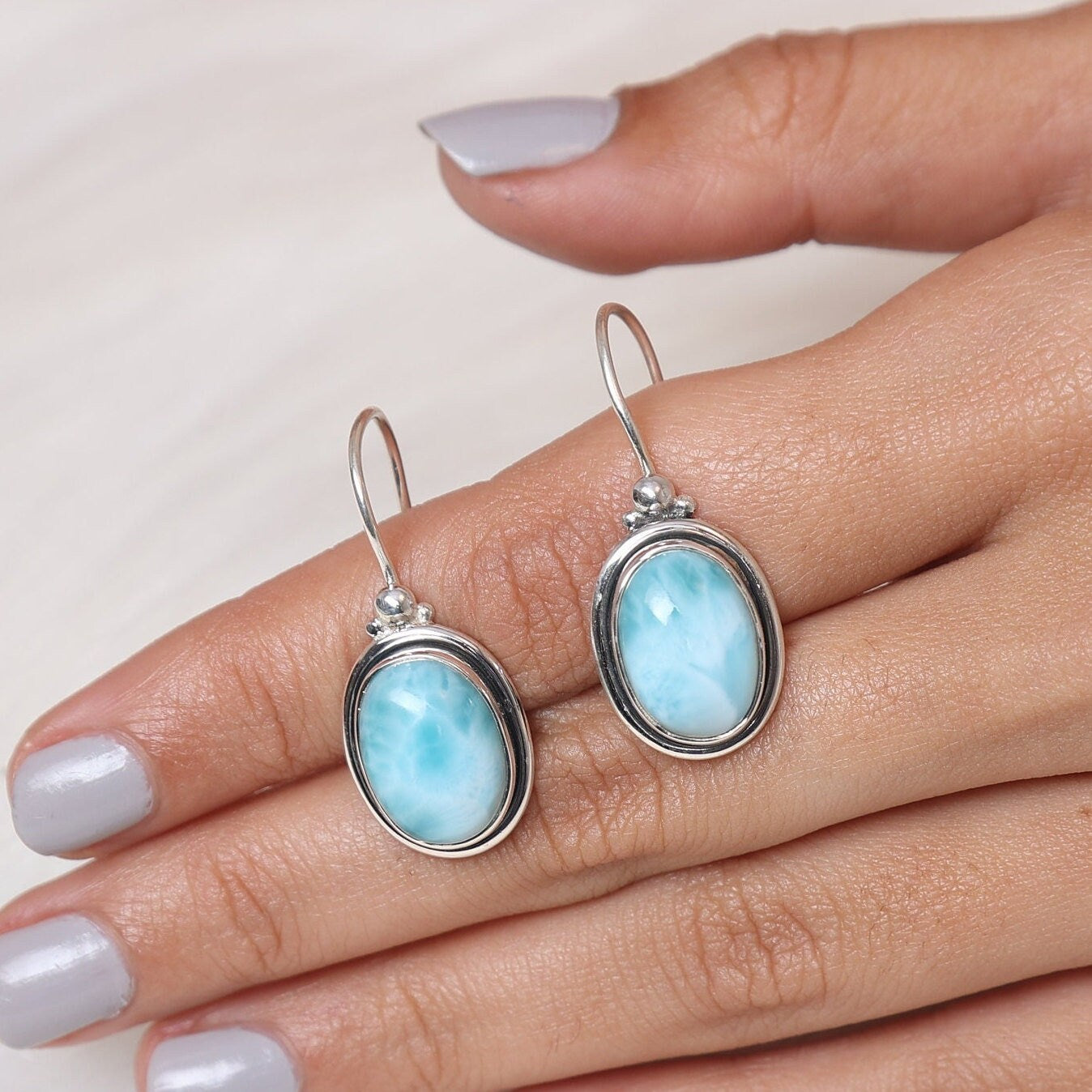 Dominican Larimar Sterling Silver Earrings