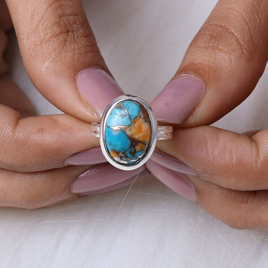 Oyster Turquoise Sterling Silver Ring