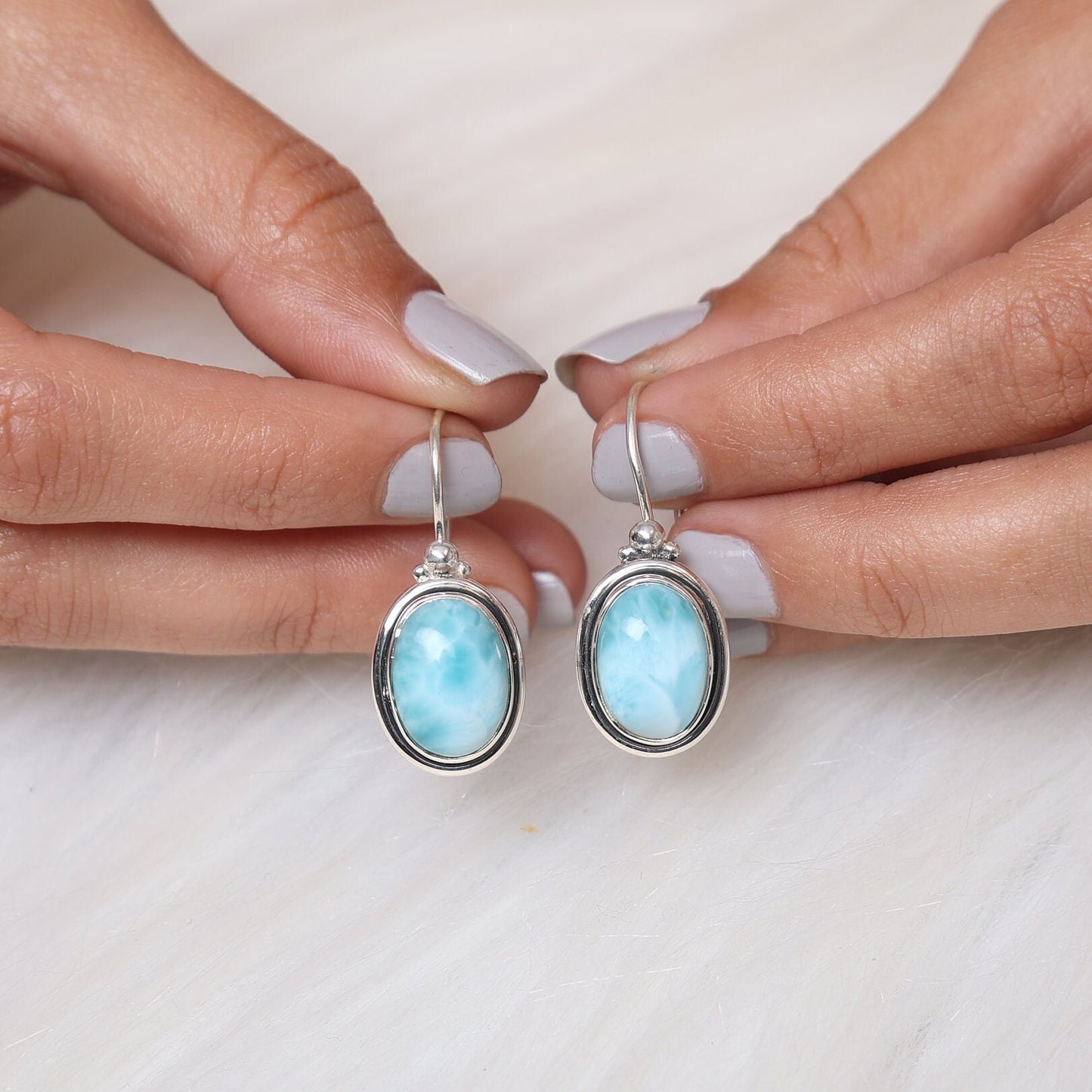 Dominican Larimar Sterling Silver Earrings