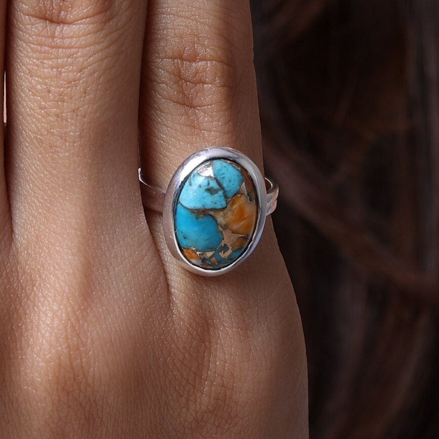 Oyster Turquoise Sterling Silver Ring