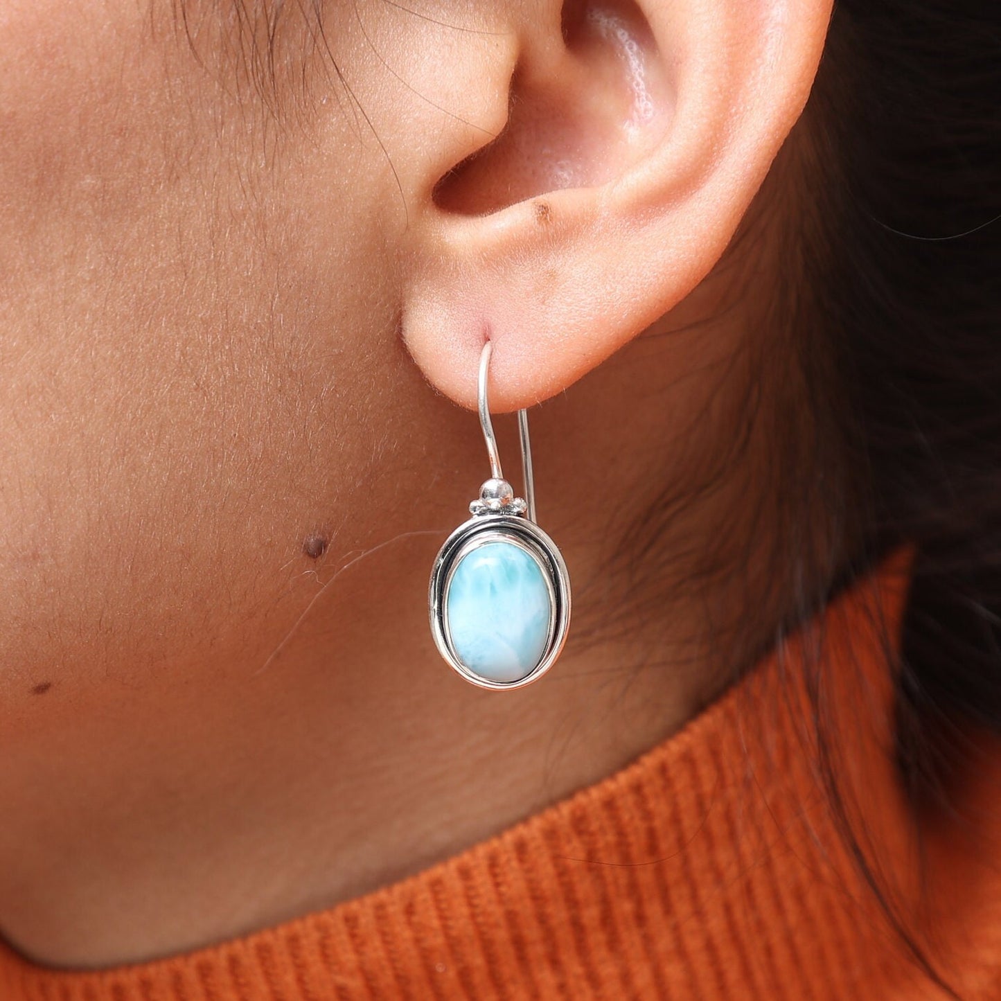 Dominican Larimar Sterling Silver Earrings